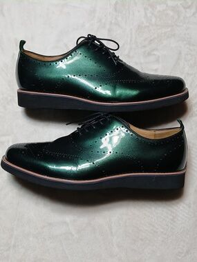 Marc Nolan Men’s Oscar Green Patent Leather Oxfords Size 11